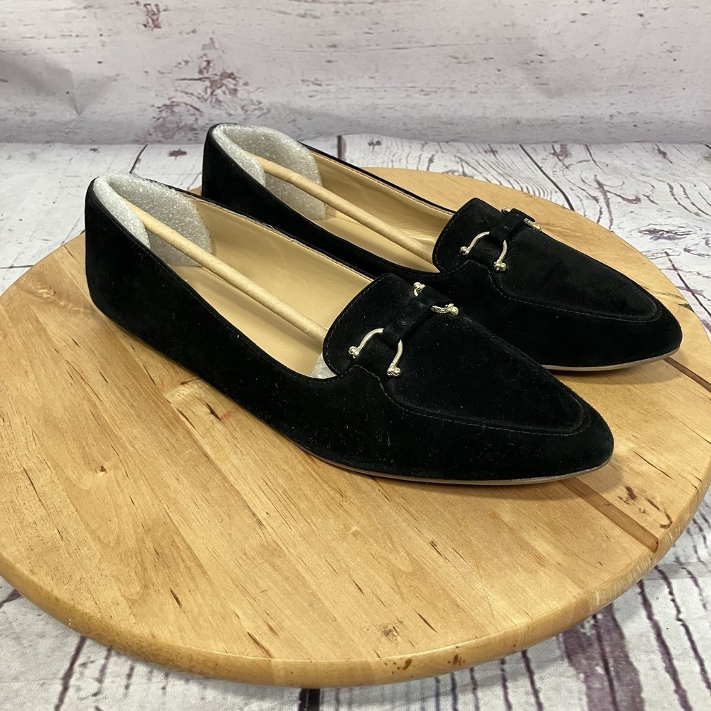 Talbots Black Francesca Stud Leather‎ Loafer Flats Womens Size 9M Office